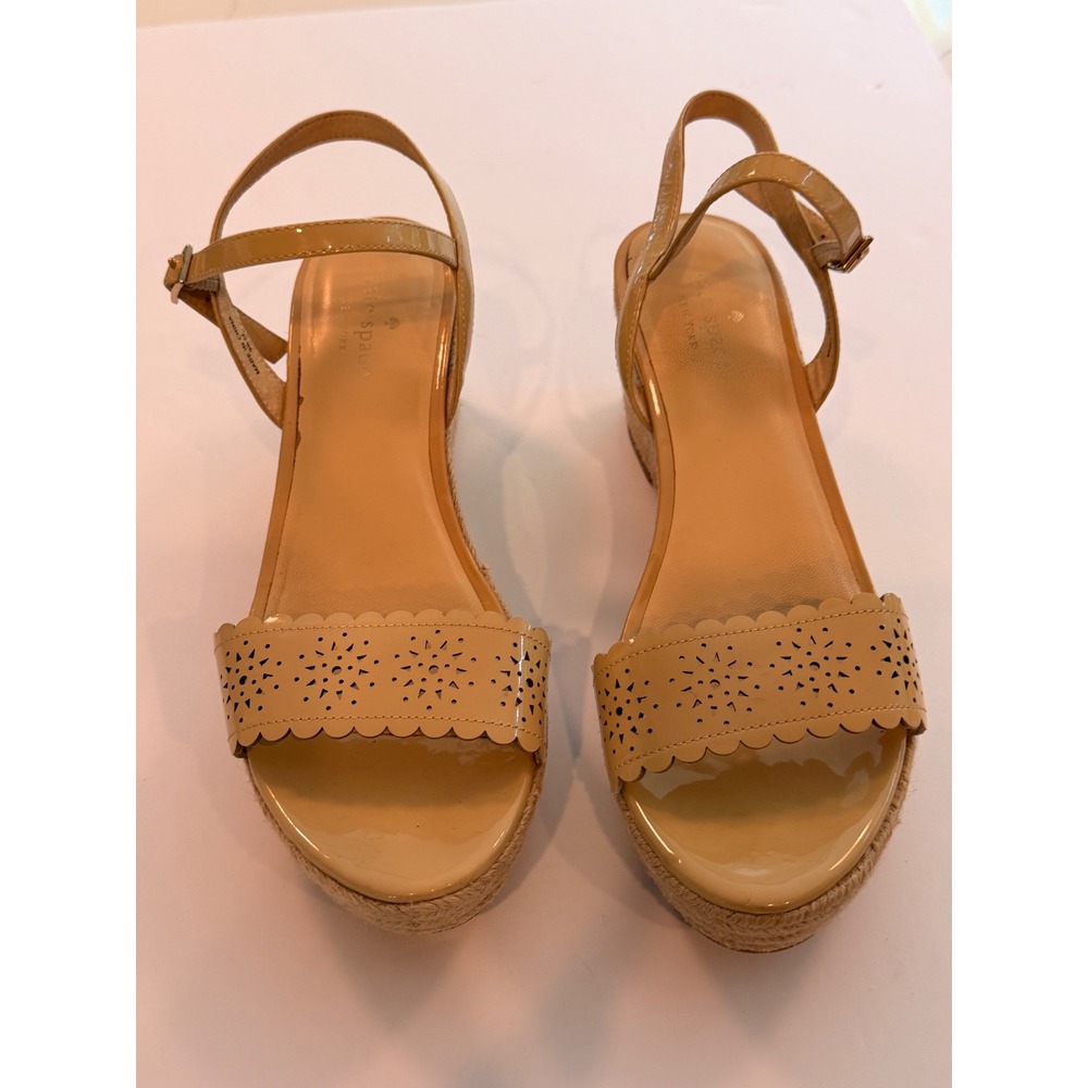 Kate Spade New York Nude‎ Patent Espadrille Wedge Sandals Women's 9.5M